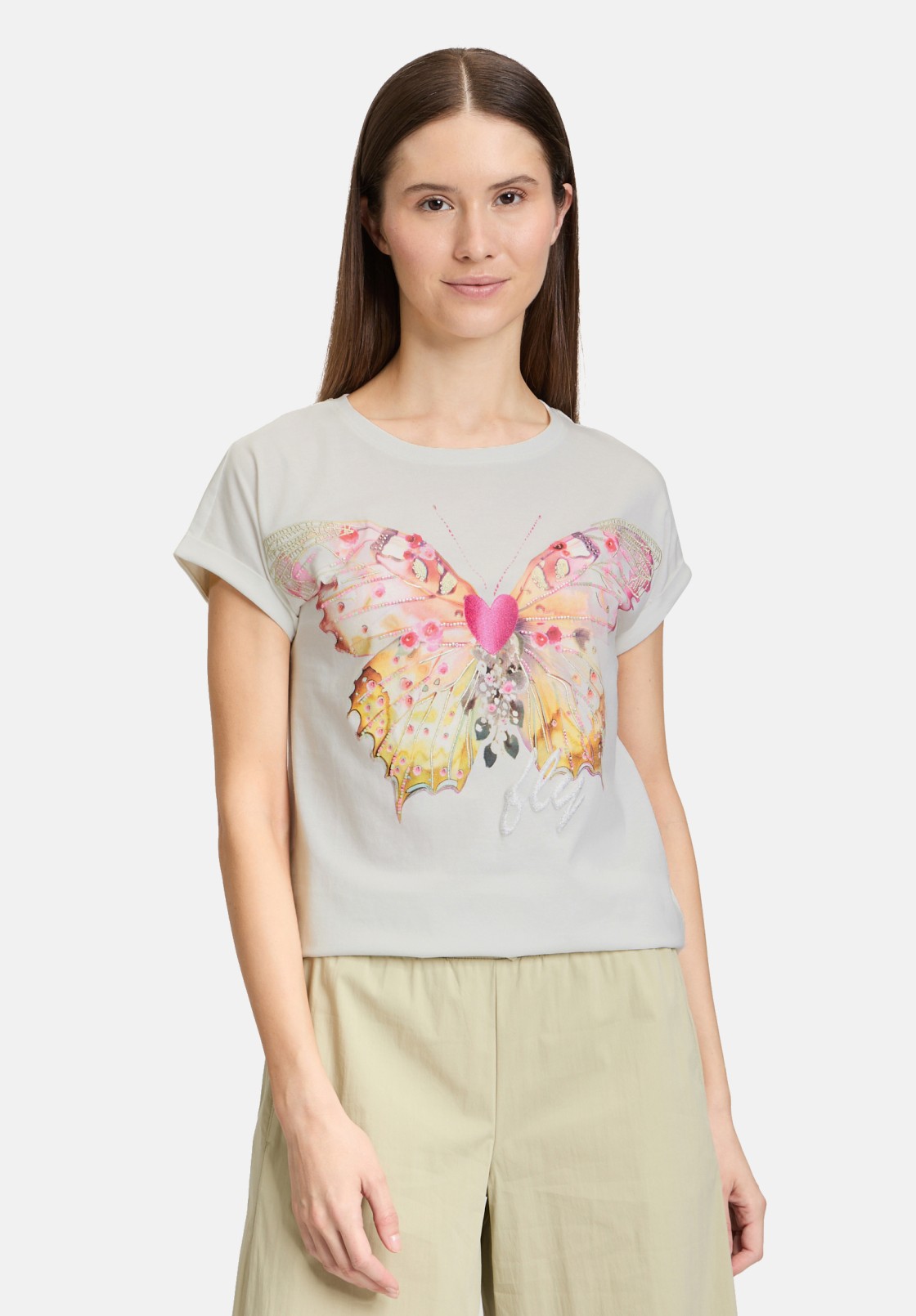 Cartoon Printshirt mit Ärmelaufschlag