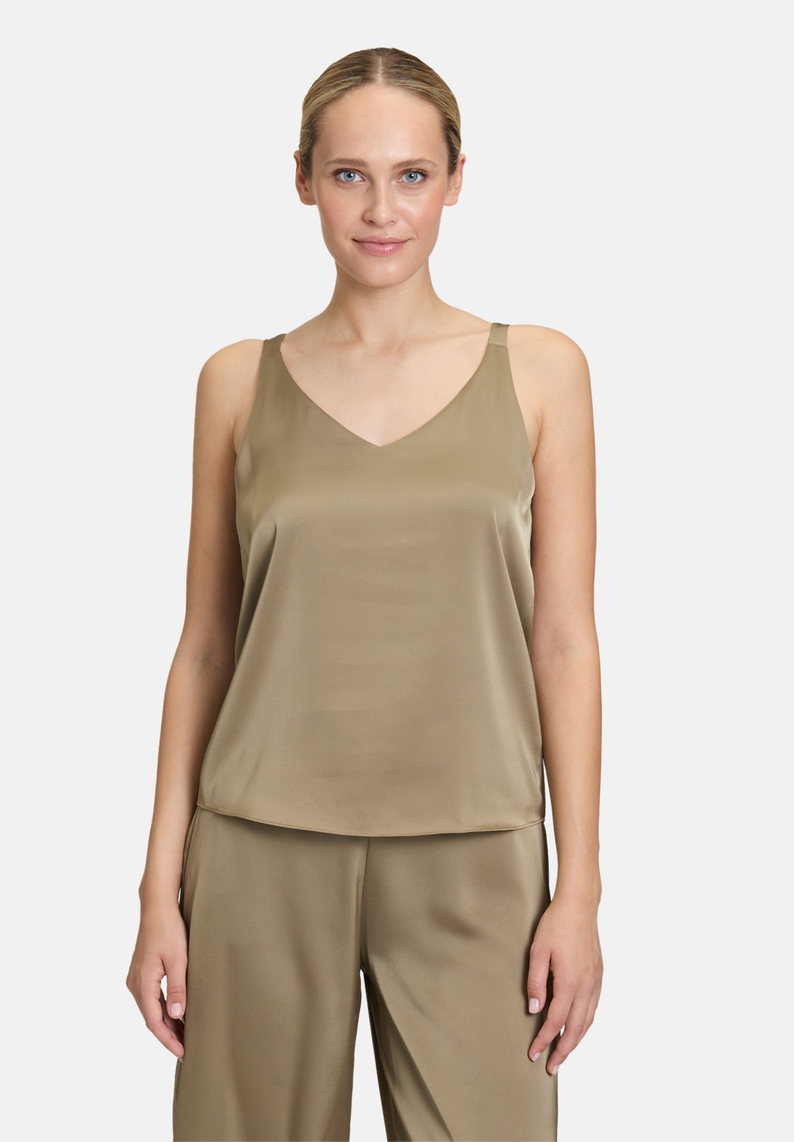 Vera Mont Satin-Bluse mit V-Ausschnitt