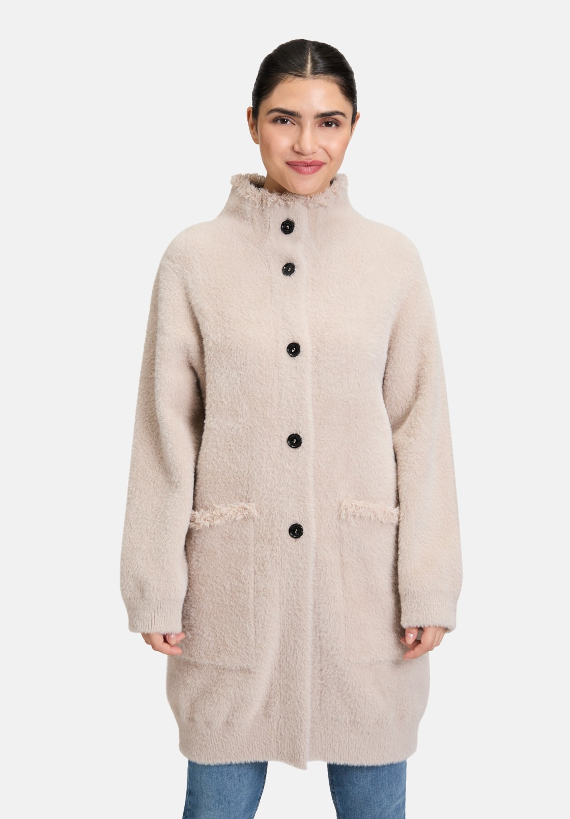 Amber & June Winter-Strickjacke mit aufgesetzter Brusttasche