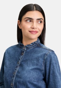 Cartoon Jeansbluse mit Rüschen