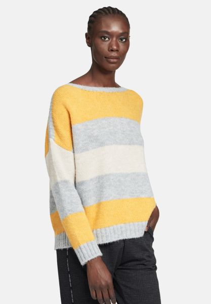 Cartoon Strickpullover mit Blockstreifen