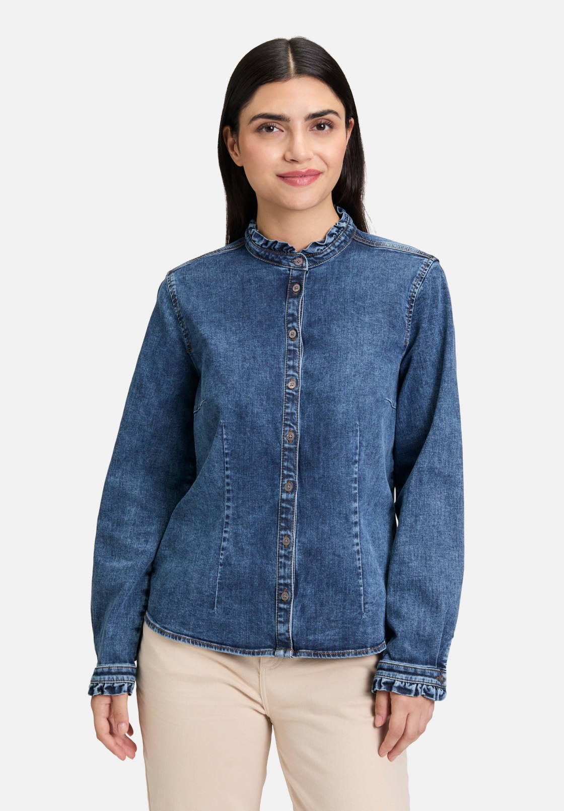 Cartoon Jeansbluse mit Rüschen