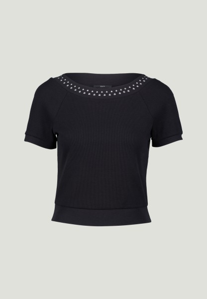 ZERO Damen Jersey-Shirt Mit Wellenkante - Figurbetontes Langarm Shirt