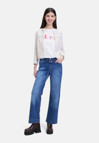 Cartoon Stretch-Jeans mit Stickerei