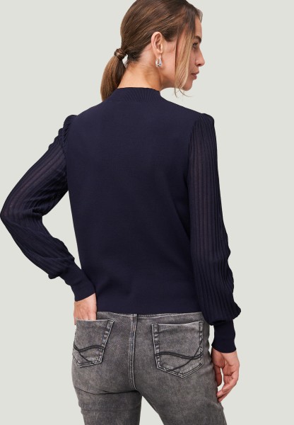 Zero Damen Feinstrickpullover - Figurbetont Mit Kontrastpaspel