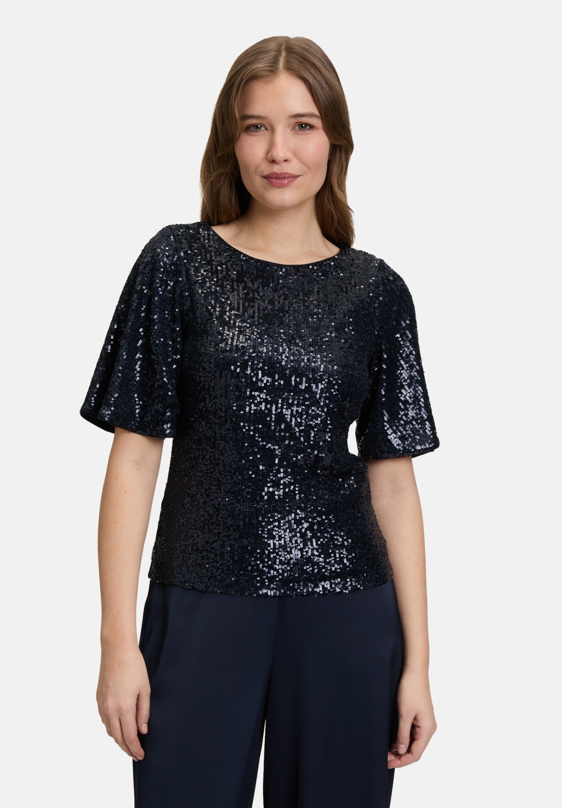 Vera Mont Pailletten-Bluse mit Flügelärmeln