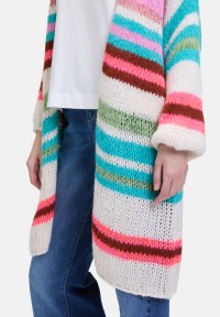 Cartoon Strick-Cardigan mit Blockstreifen