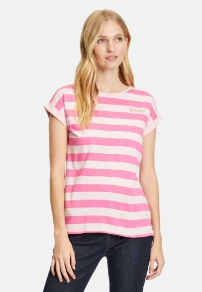 Cartoon Rundhals-Shirt mit Streifen