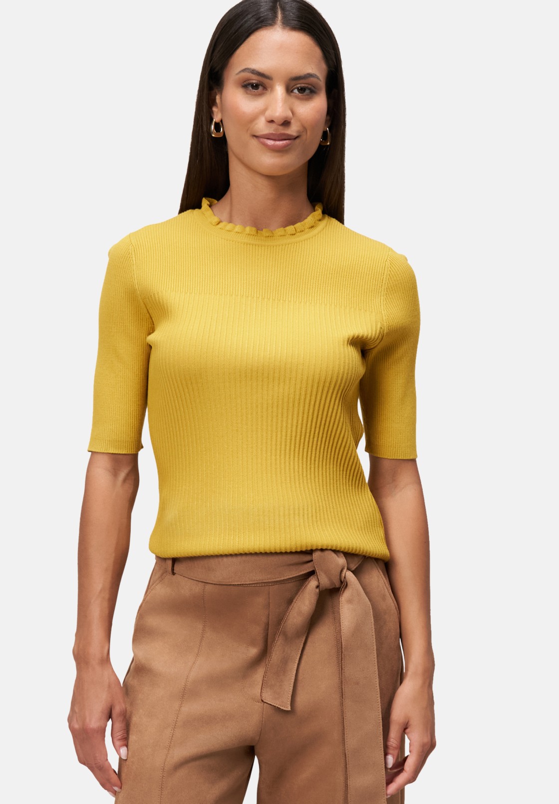 zero Feinstrickpullover kurzarm mit Rüschenkante | Betty Barclay