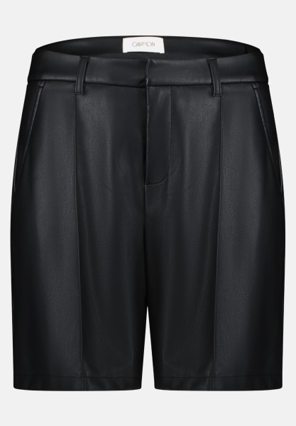 Cartoon Kunstleder-Shorts mit Biesen