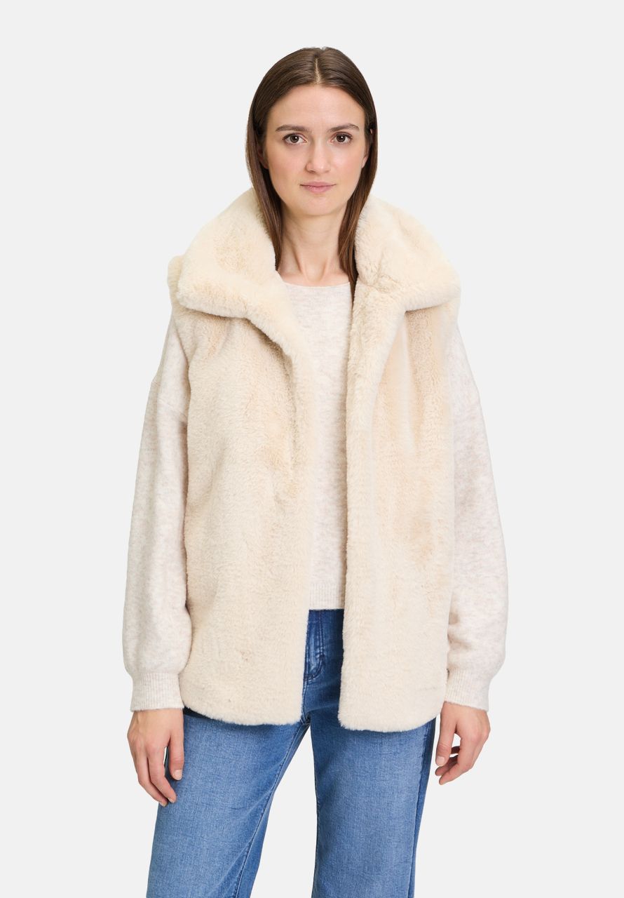 Cartoon Fake Fur-Weste mit hohem Kragen