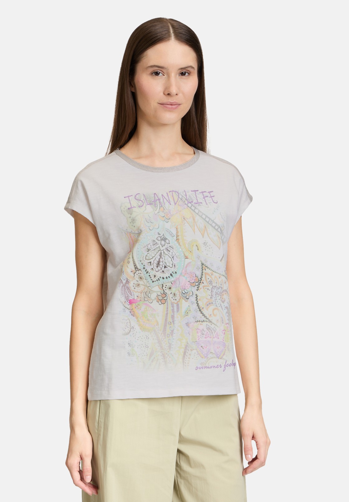 Cartoon Rundhals-Shirt mit Placement