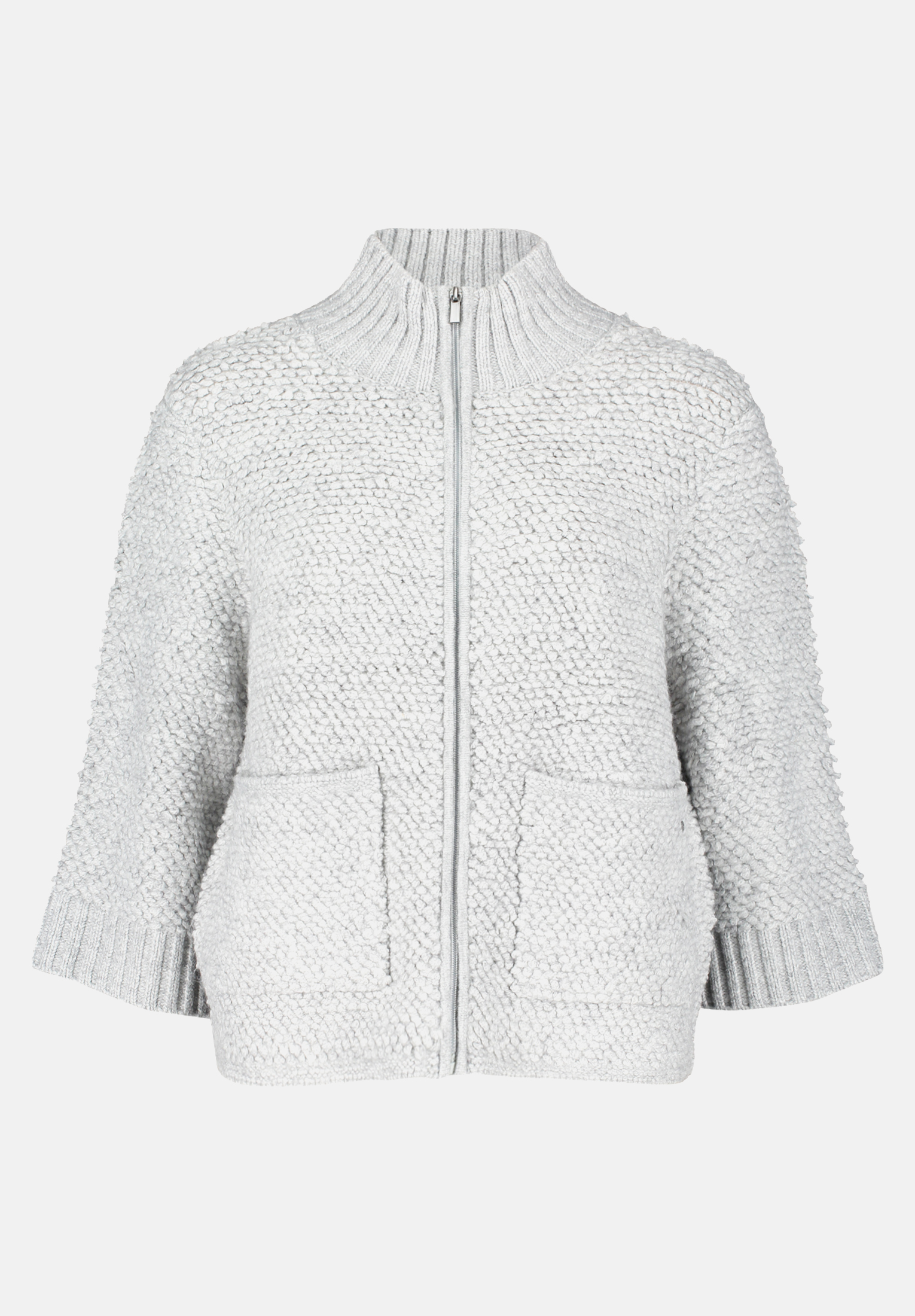 BETTY & CO Strick-Cardigan mit Reißverschluss - Light Silver Melange