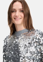 Cartoon Pailletten-Pullover mit Rippbündchen