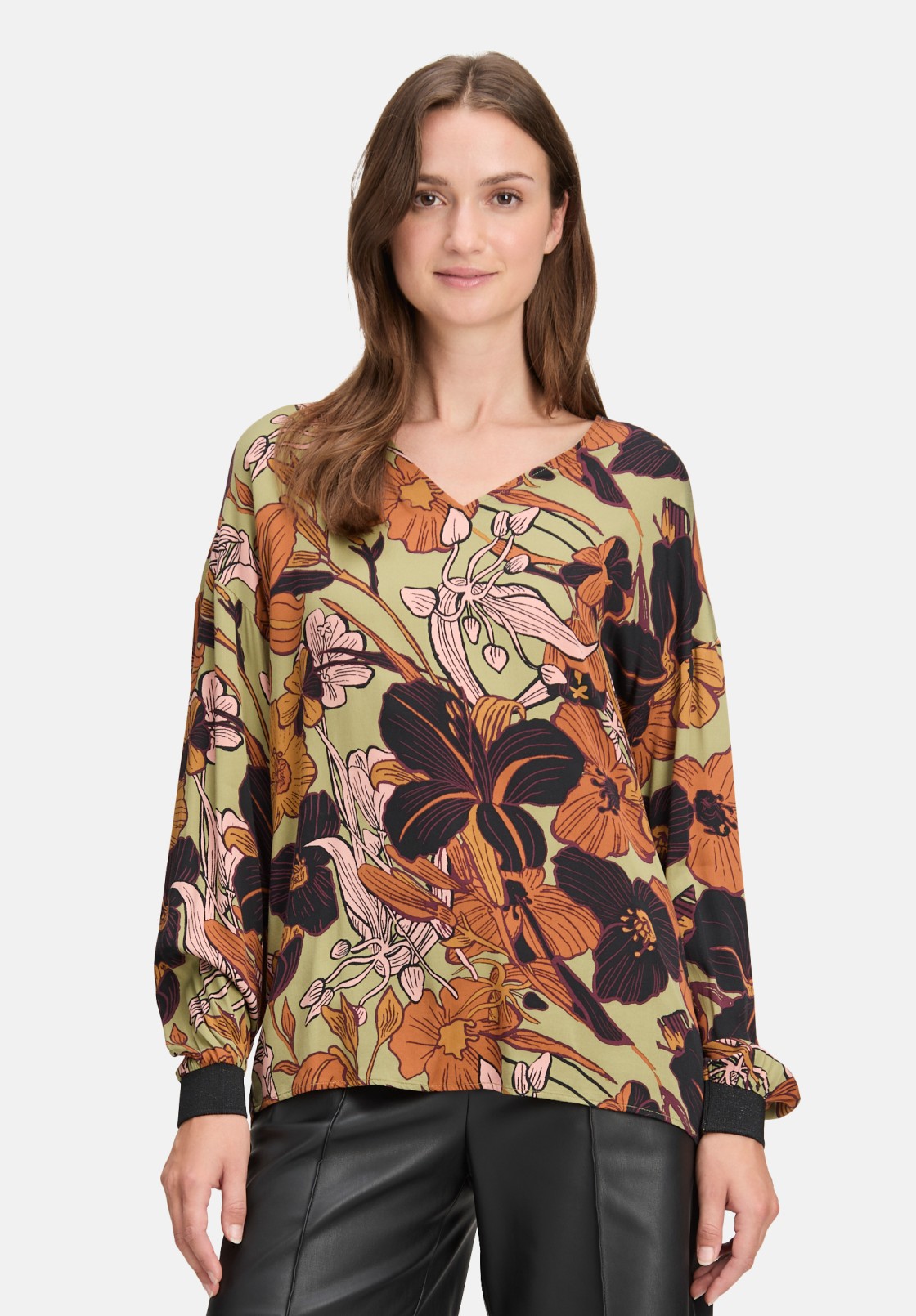 Cartoon Oversize-Bluse mit Rippbündchen