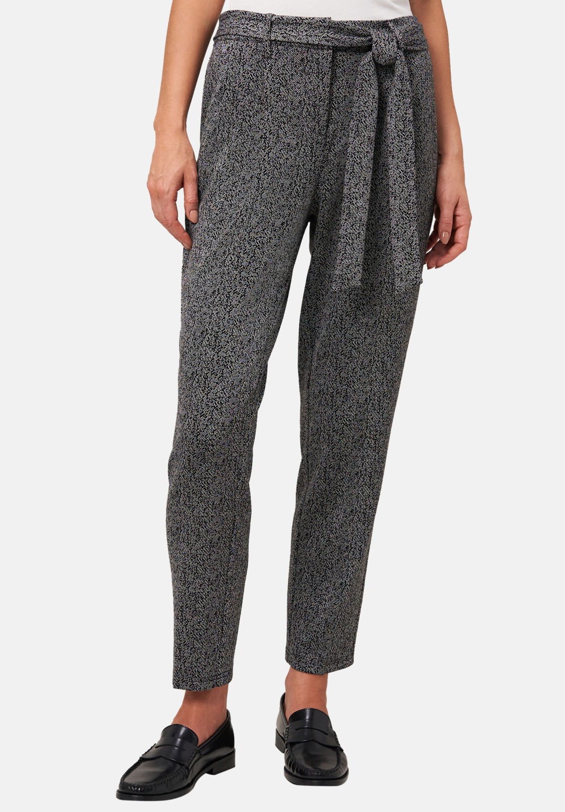 zero Stoffhose Herringbone mit Bindegürtel 28 Inch | Betty Barclay