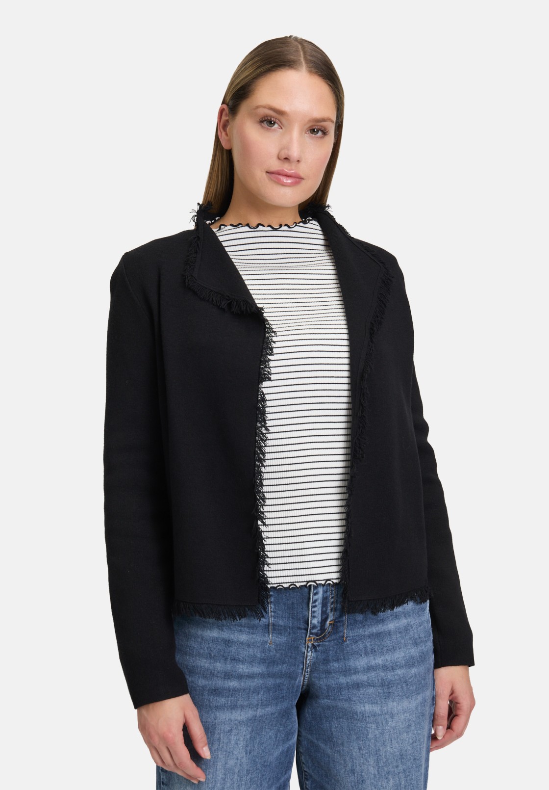 Cartoon Strick-Cardigan mit Fransen