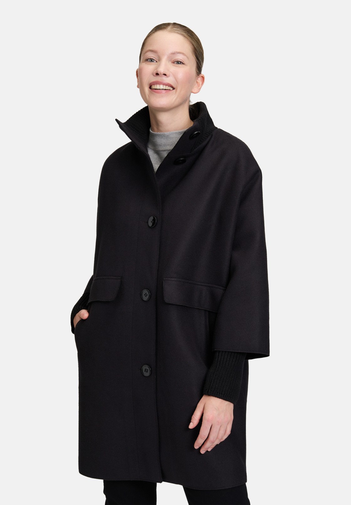 Betty Barclay Wollmantel mit Strickdetails