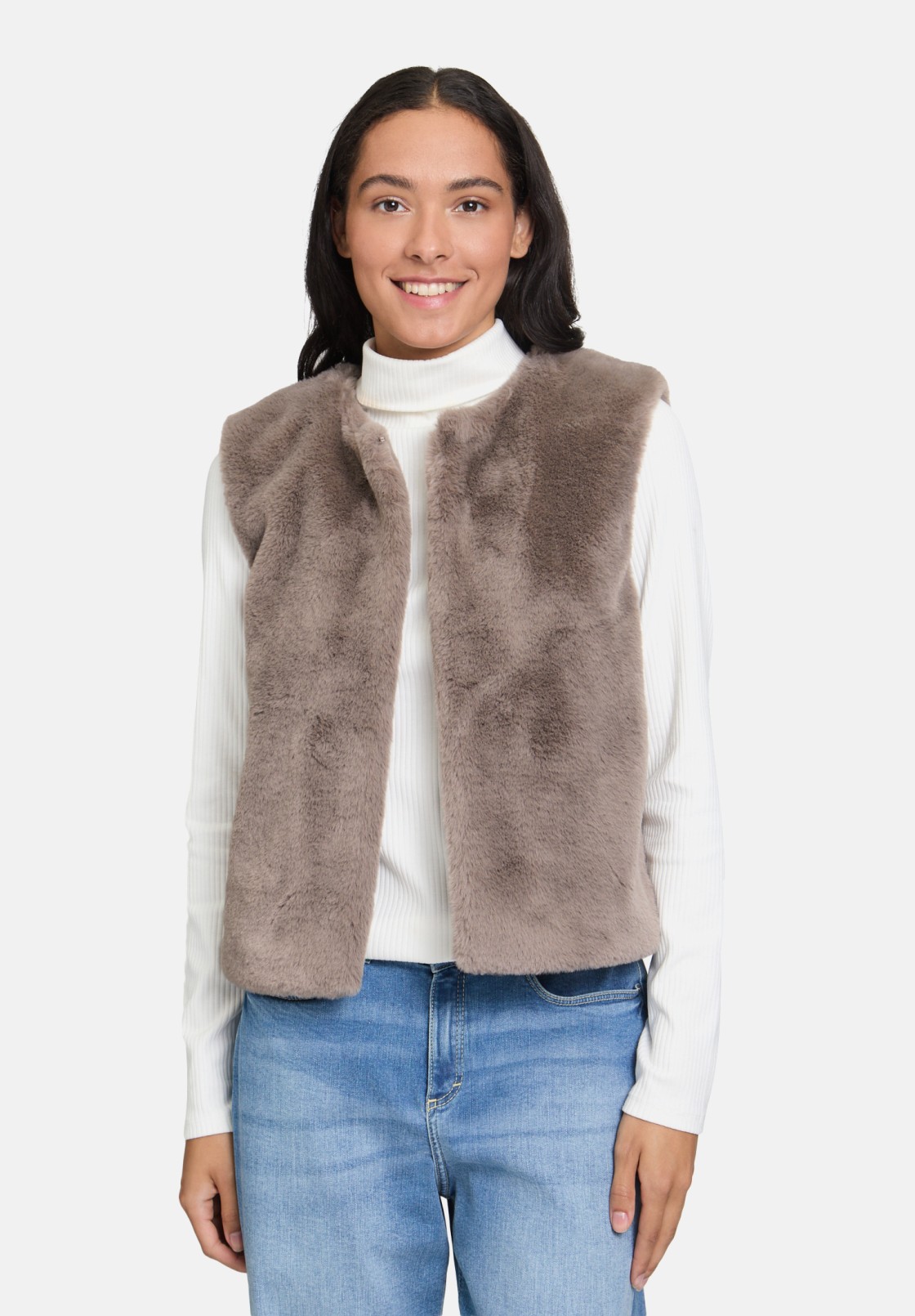 Cartoon Fake Fur-Weste unifarben