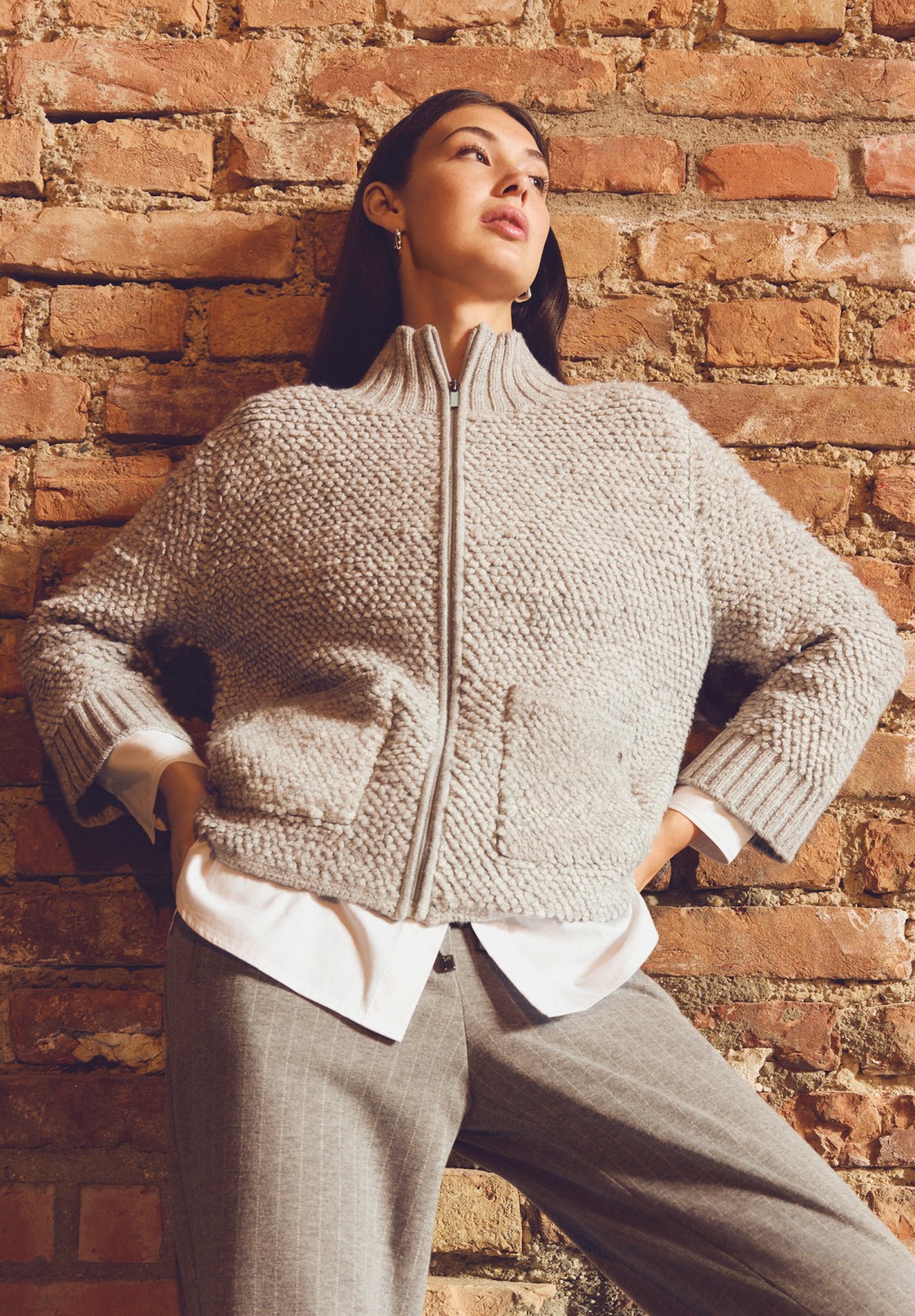 BETTY & CO Strick-Cardigan mit Reißverschluss