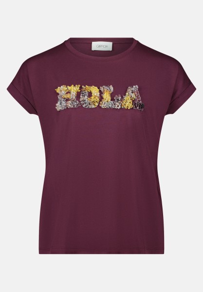 Cartoon Rundhals-Shirt mit Ärmelaufschlag