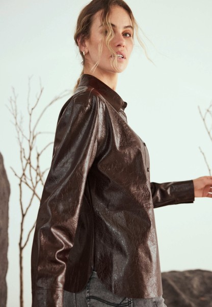 zero Hemdbluse im Lederlook Knopfleiste | Betty Barclay