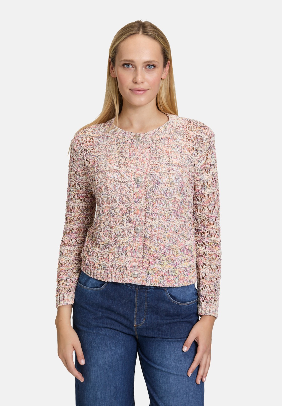 Cartoon Strick-Cardigan mit Rundhalsausschnitt