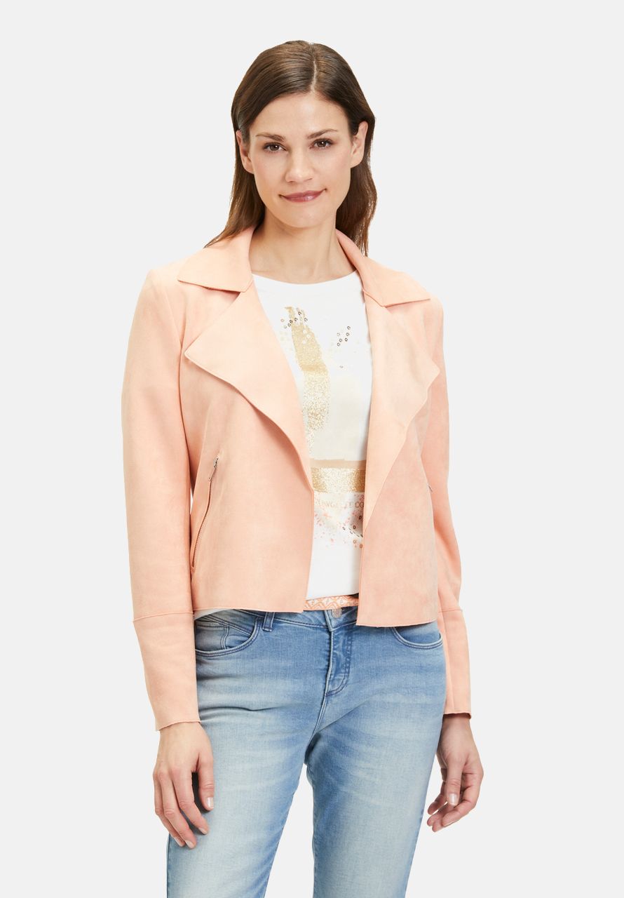 Cartoon Blazer-Jacke mit offenem Saum
