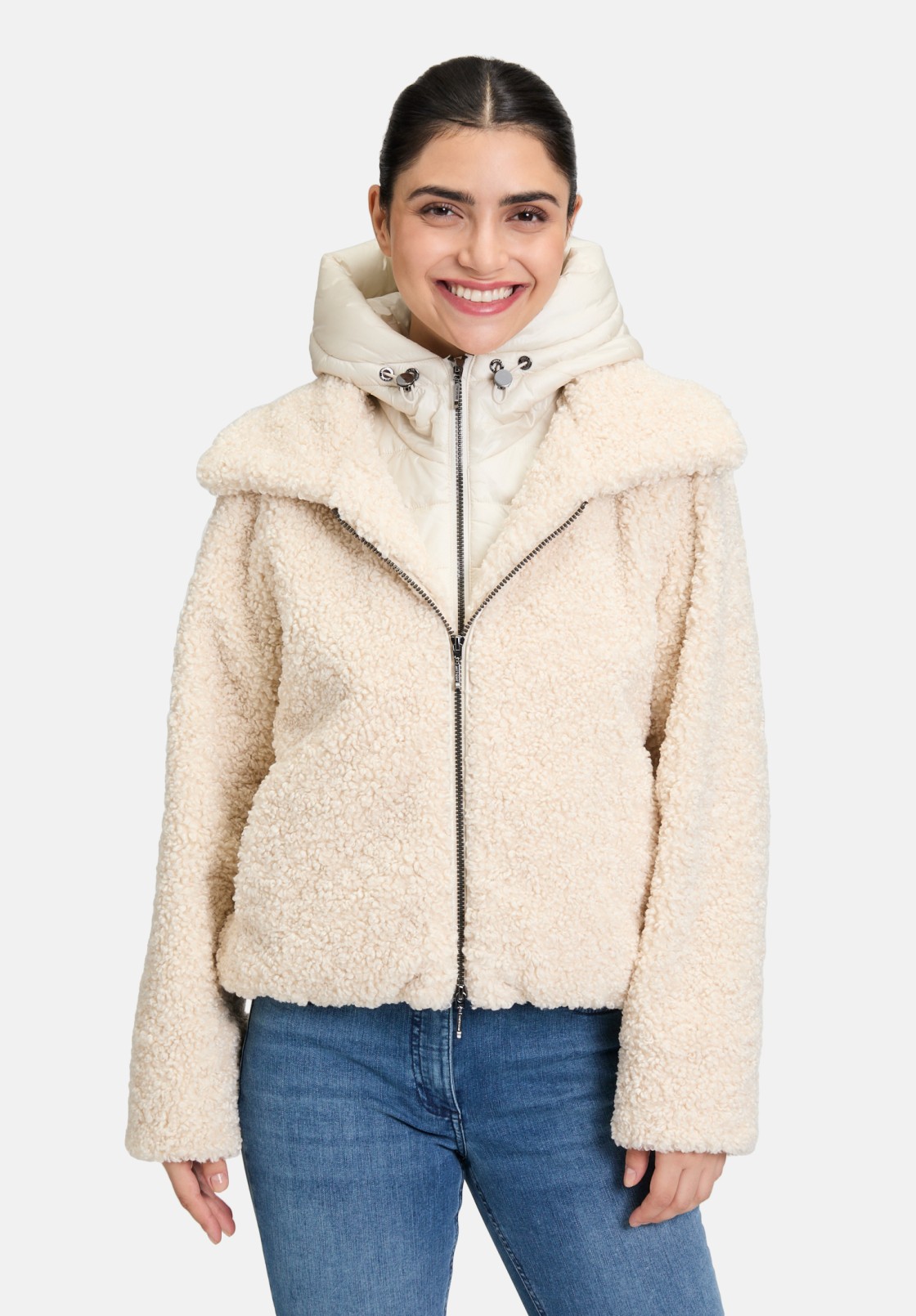Amber & June Plüschjacke mit abnehmbarem Westenteil