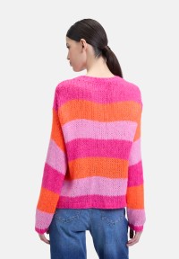 Cartoon Strickpullover mit Blockstreifen