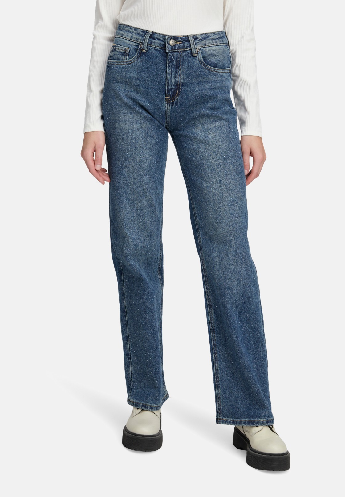 Cartoon Stretch-Jeans mit Strass