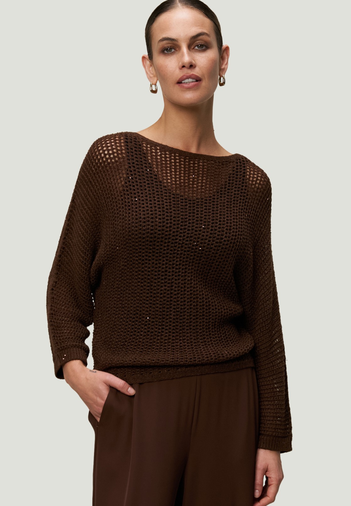 zero Lochstrick-Pullover FRONT