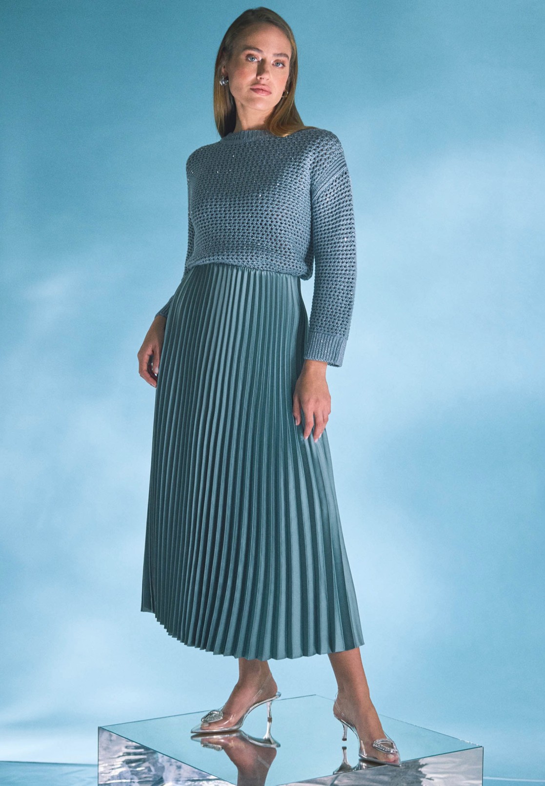 zero Satin-Rock Midi mit Plisseefalten | Betty Barclay