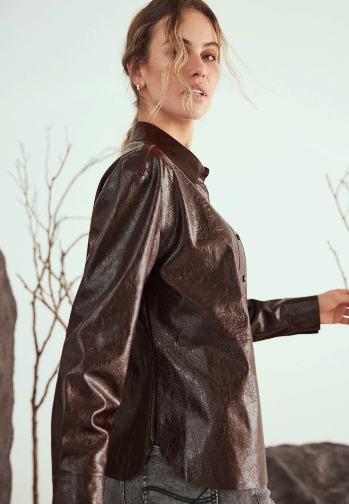 zero Hemdbluse im Lederlook Knopfleiste | Betty Barclay