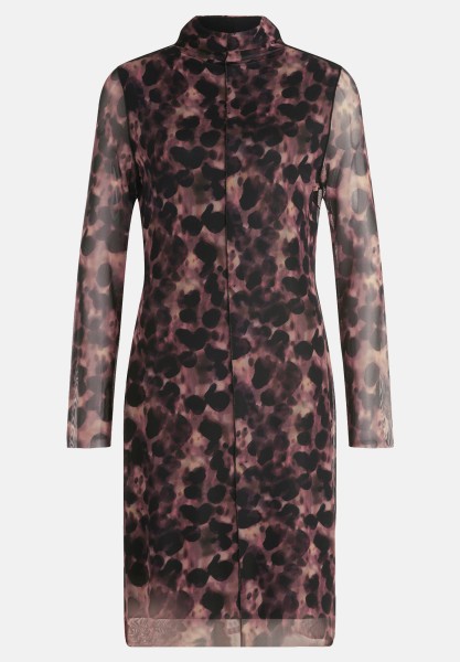 Cartoon Mesh-Kleid mit Kragen