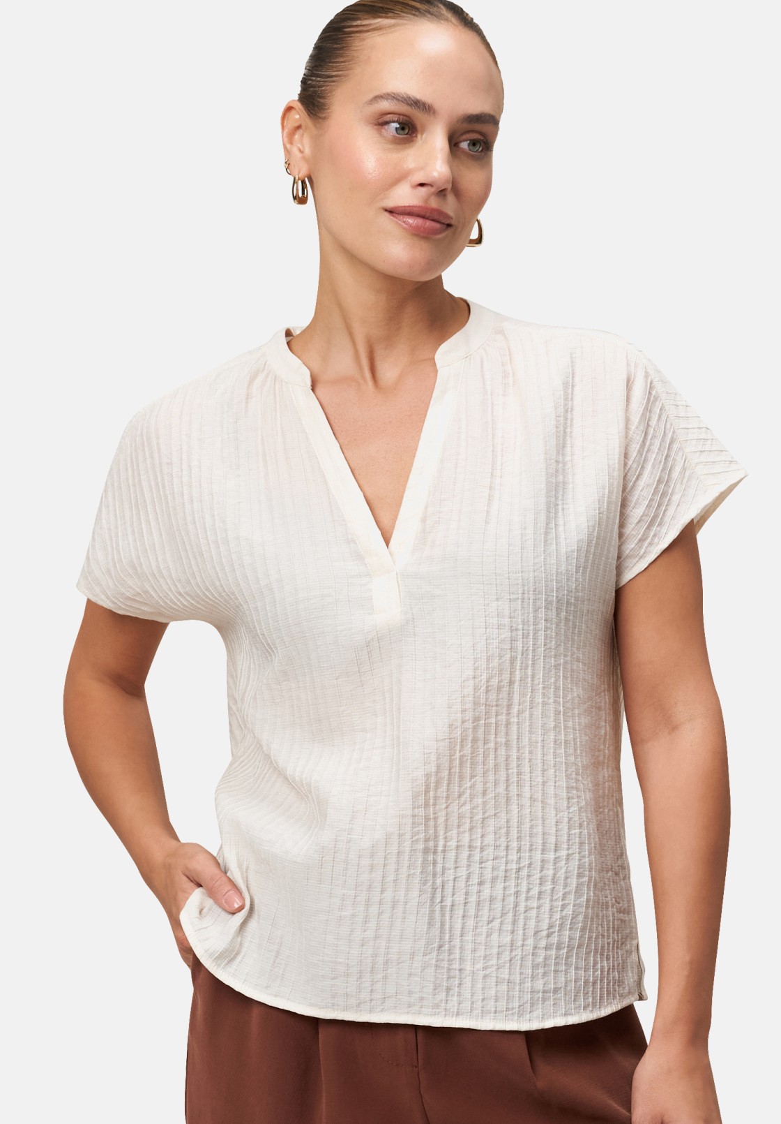 zero Crinkle-Bluse mit V-Ausschnitt | Betty Barclay