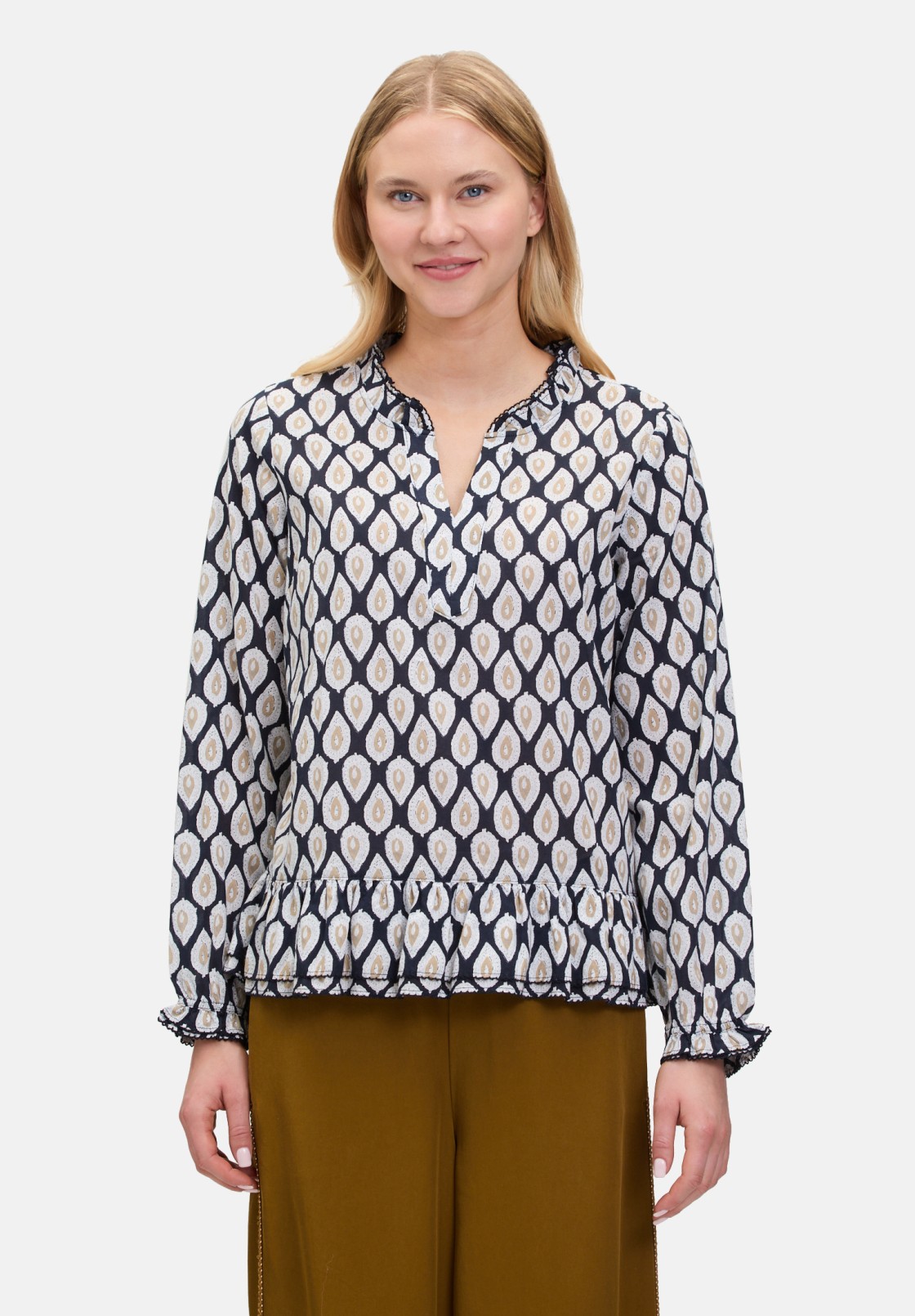 Cartoon Casual-Bluse mit Raffung